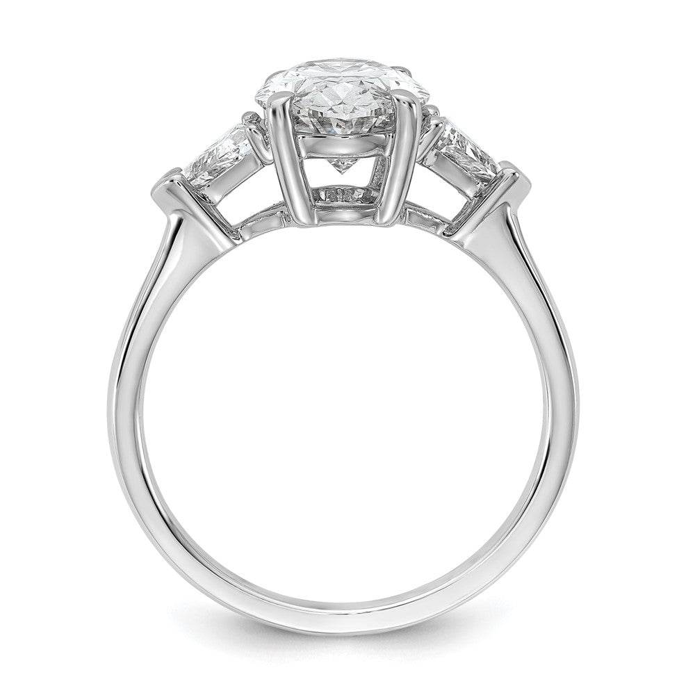 14kw 3 1/8ct Cert Lab Grown Dia VS+ F+ Comp Oval&Trillion 3 Stone Eng Ring