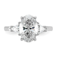 14kw 3 1/8ct Cert Lab Grown Dia VS+ F+ Comp Oval&Trillion 3 Stone Eng Ring