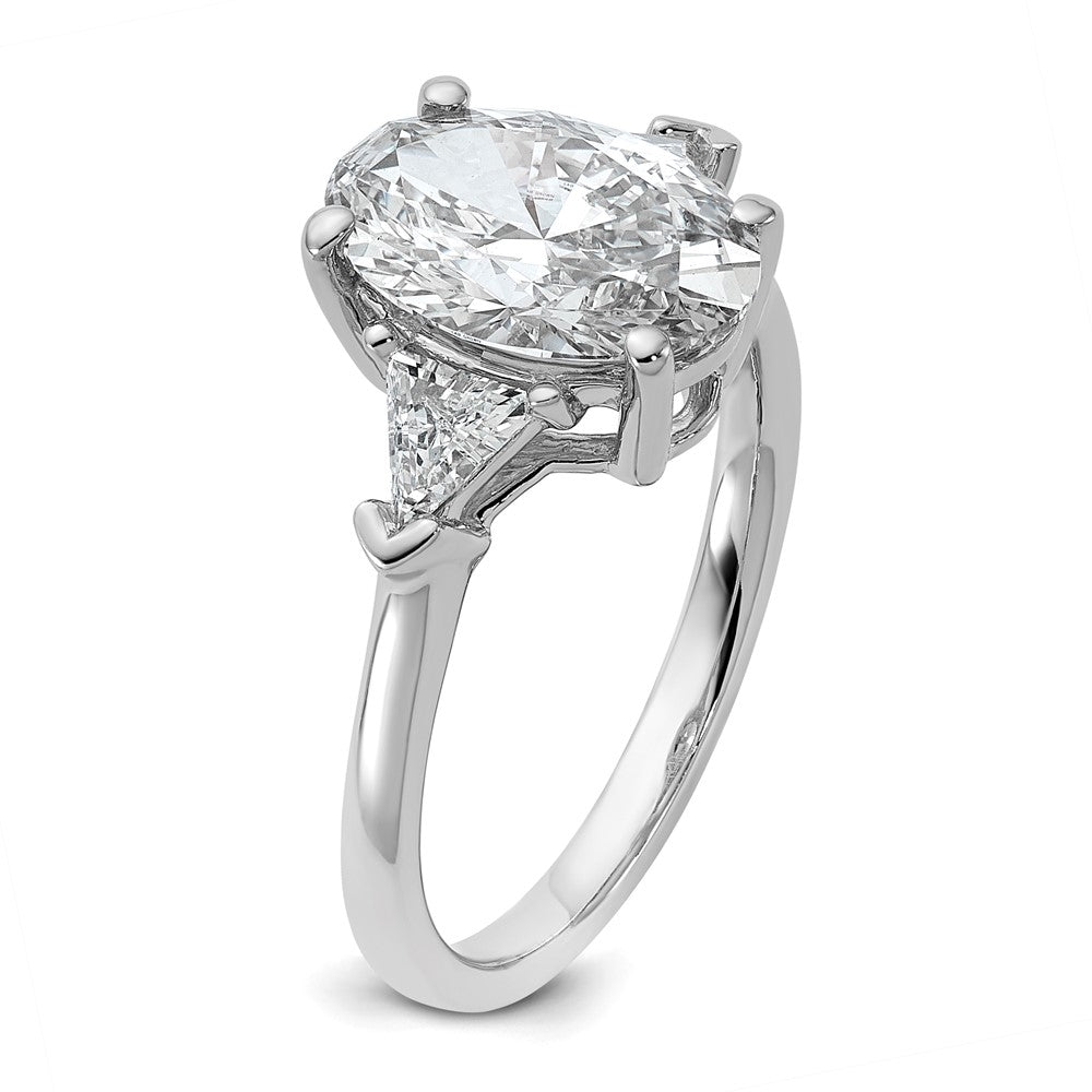 14kw 3 1/8ct Cert Lab Grown Dia VS+ F+ Comp Oval&Trillion 3 Stone Eng Ring