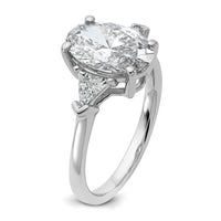 14kw 3 1/8ct Cert Lab Grown Dia VS+ F+ Comp Oval&Trillion 3 Stone Eng Ring