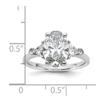 14kw 3 1/8ct Cert Lab Grown Dia VS+ F+ Comp Oval&Trillion 3 Stone Eng Ring
