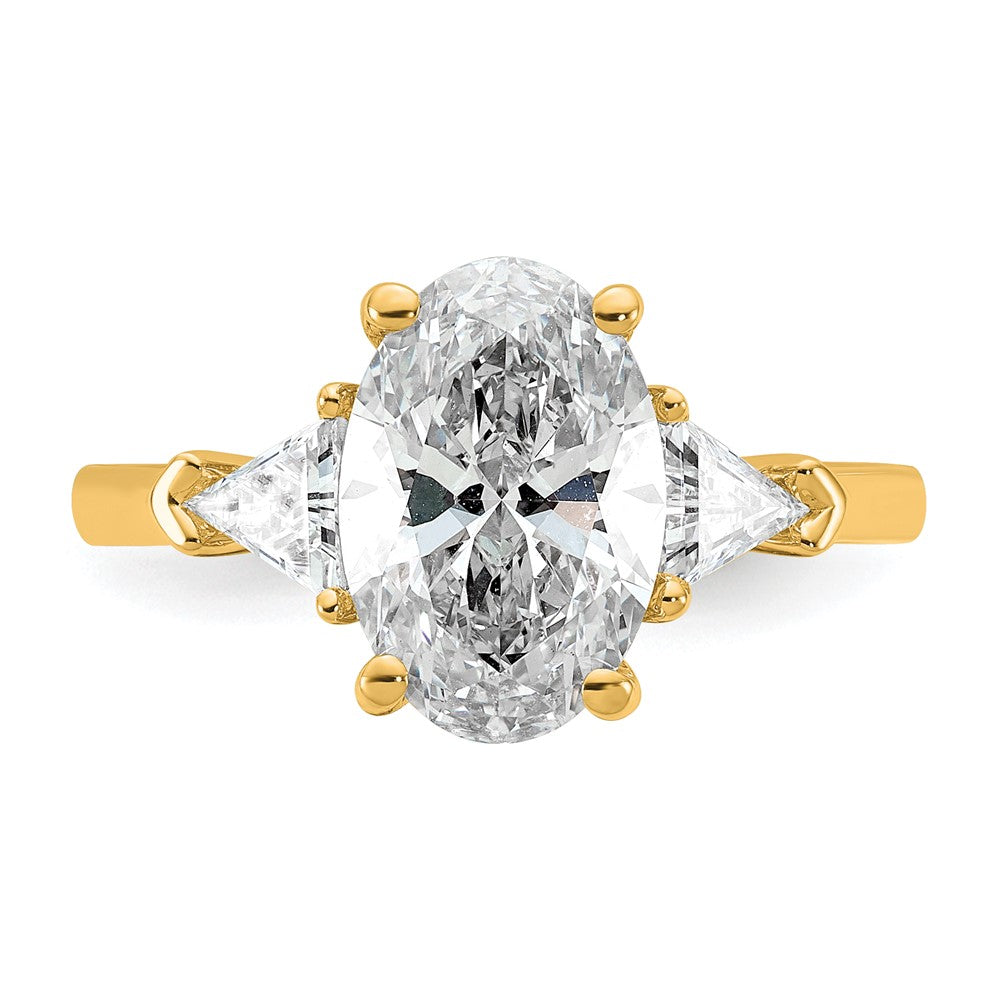14k 3 1/8ct Cert Lab Grown Dia VS+ F+ Comp Oval&Trillion 3 Stone Eng Ring
