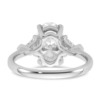 14kw 5/8ct Lab Grown Dia VS+ F+ Trillion&2 1/2ct Oval Semi 3 Stone Eng Ring
