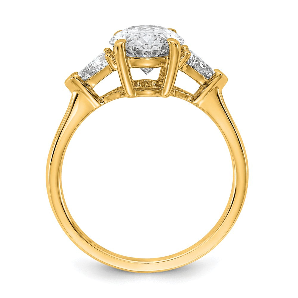 14k 5/8ct Lab Grown Dia VS/SI+ G+ Trill&2 1/2ct Oval Semi 3 Stone Eng Ring