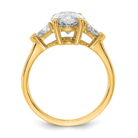 14k 5/8ct Lab Grown Dia VS/SI+ G+ Trill&2 1/2ct Oval Semi 3 Stone Eng Ring