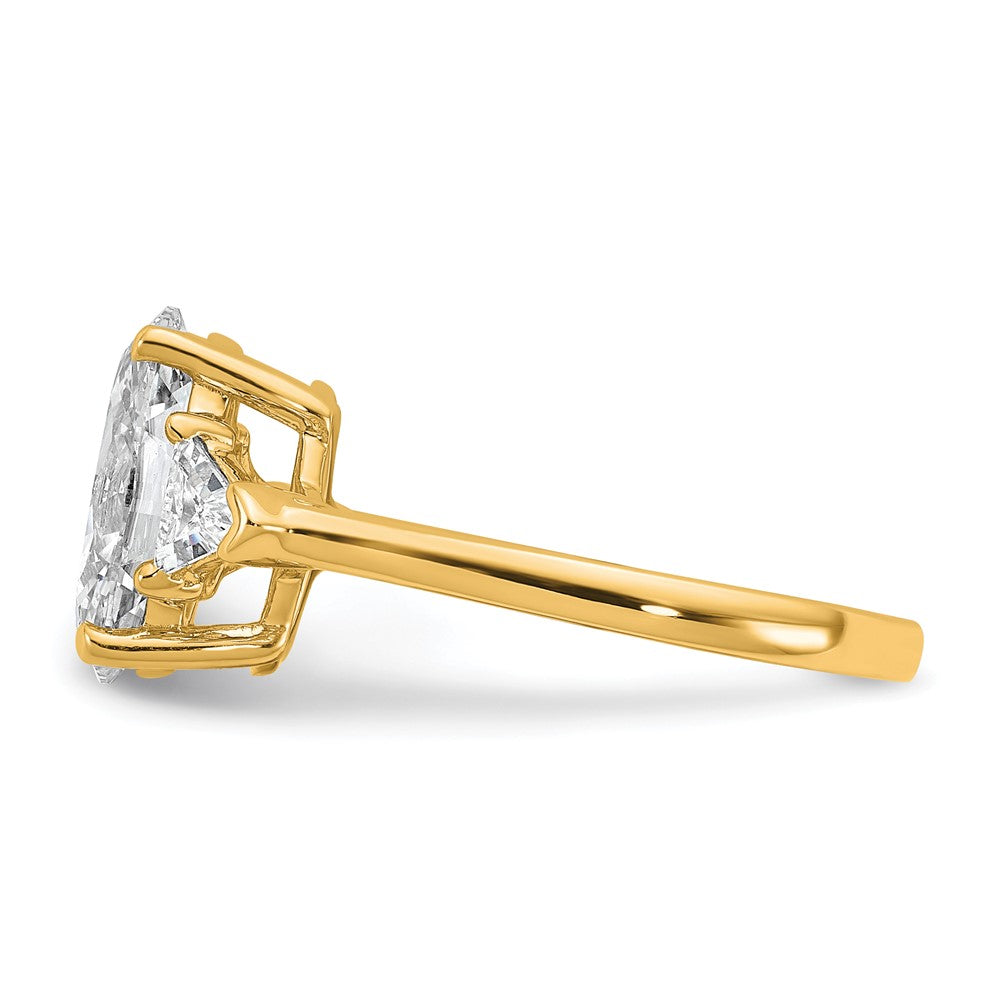 14k 5/8ct Lab Grown Dia VS/SI+ G+ Trill&2 1/2ct Oval Semi 3 Stone Eng Ring