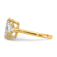 14k 5/8ct Lab Grown Dia VS/SI+ G+ Trill&2 1/2ct Oval Semi 3 Stone Eng Ring