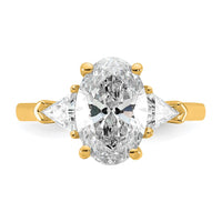 14k 5/8ct Lab Grown Dia VS/SI+ G+ Trill&2 1/2ct Oval Semi 3 Stone Eng Ring