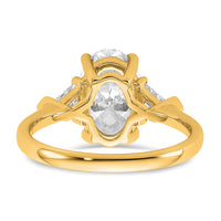 14k 5/8ct Lab Grown Dia VS/SI+ G+ Trill&2 1/2ct Oval Semi 3 Stone Eng Ring