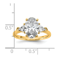 14k 5/8ct Lab Grown Dia VS/SI+ G+ Trill&2 1/2ct Oval Semi 3 Stone Eng Ring