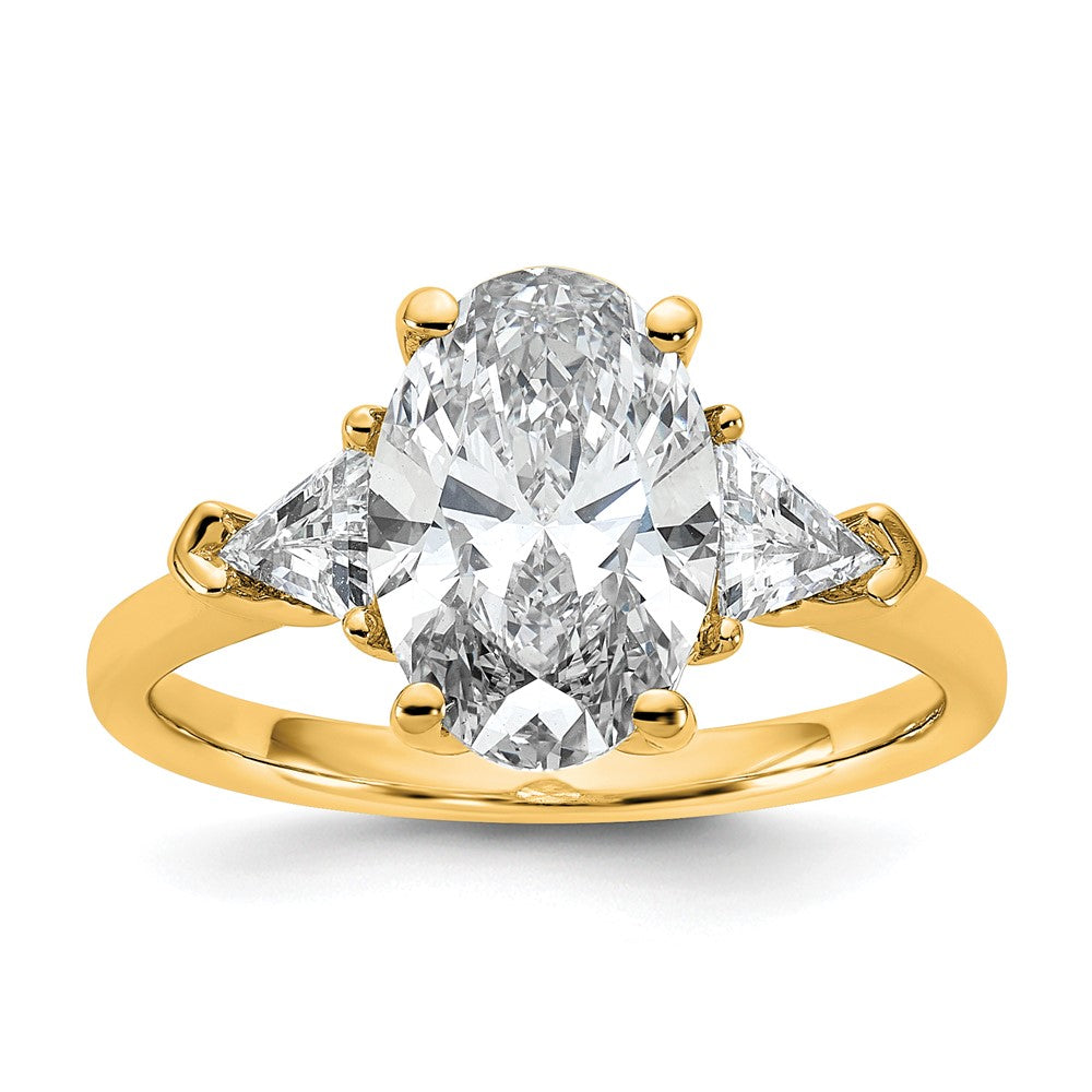 14k 5/8ct Lab Grown Dia VS/SI+ G+ Trill&2 1/2ct Oval Semi 3 Stone Eng Ring