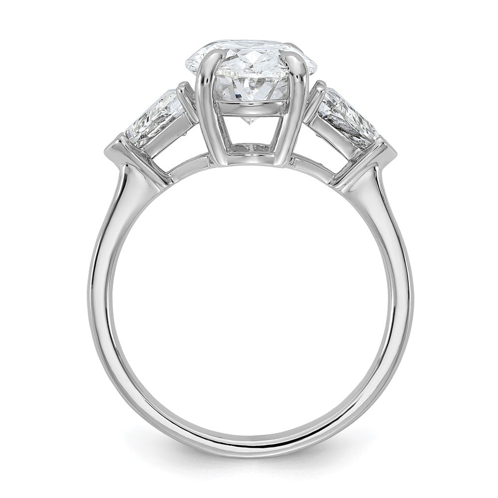 14kw 4 1/8ct Cert Lab Grown Dia VS/SI+ G+ Comp Oval&Trill 3Stone Eng Ring