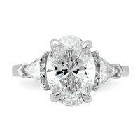 14kw 4 1/8ct Cert Lab Grown Dia VS/SI+ G+ Comp Oval&Trill 3Stone Eng Ring