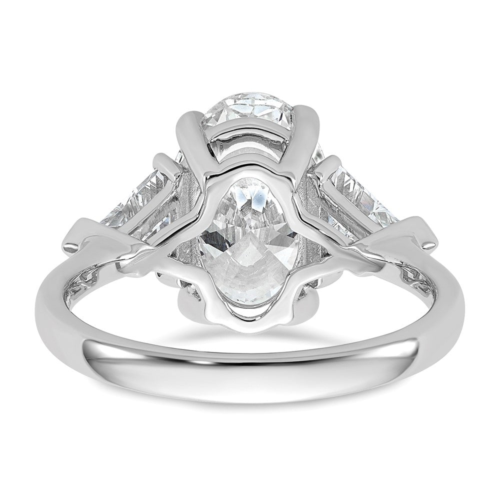 14kw 4 1/8ct Cert Lab Grown Dia VS/SI+ G+ Comp Oval&Trill 3Stone Eng Ring