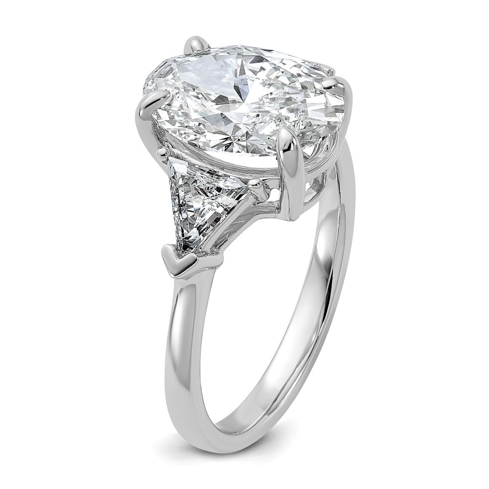 14kw 4 1/8ct Cert Lab Grown Dia VS/SI+ G+ Comp Oval&Trill 3Stone Eng Ring