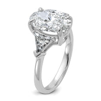 14kw 4 1/8ct Cert Lab Grown Dia VS/SI+ G+ Comp Oval&Trill 3Stone Eng Ring