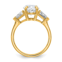 14k 4 1/8ct Cert Lab Grown Dia VS/SI+ G+ Comp Oval&Trillion 3 Stone Eng Rin
