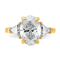 14k 4 1/8ct Cert Lab Grown Dia VS+ F+ Comp Oval&Trillion 3 Stone Eng Ring