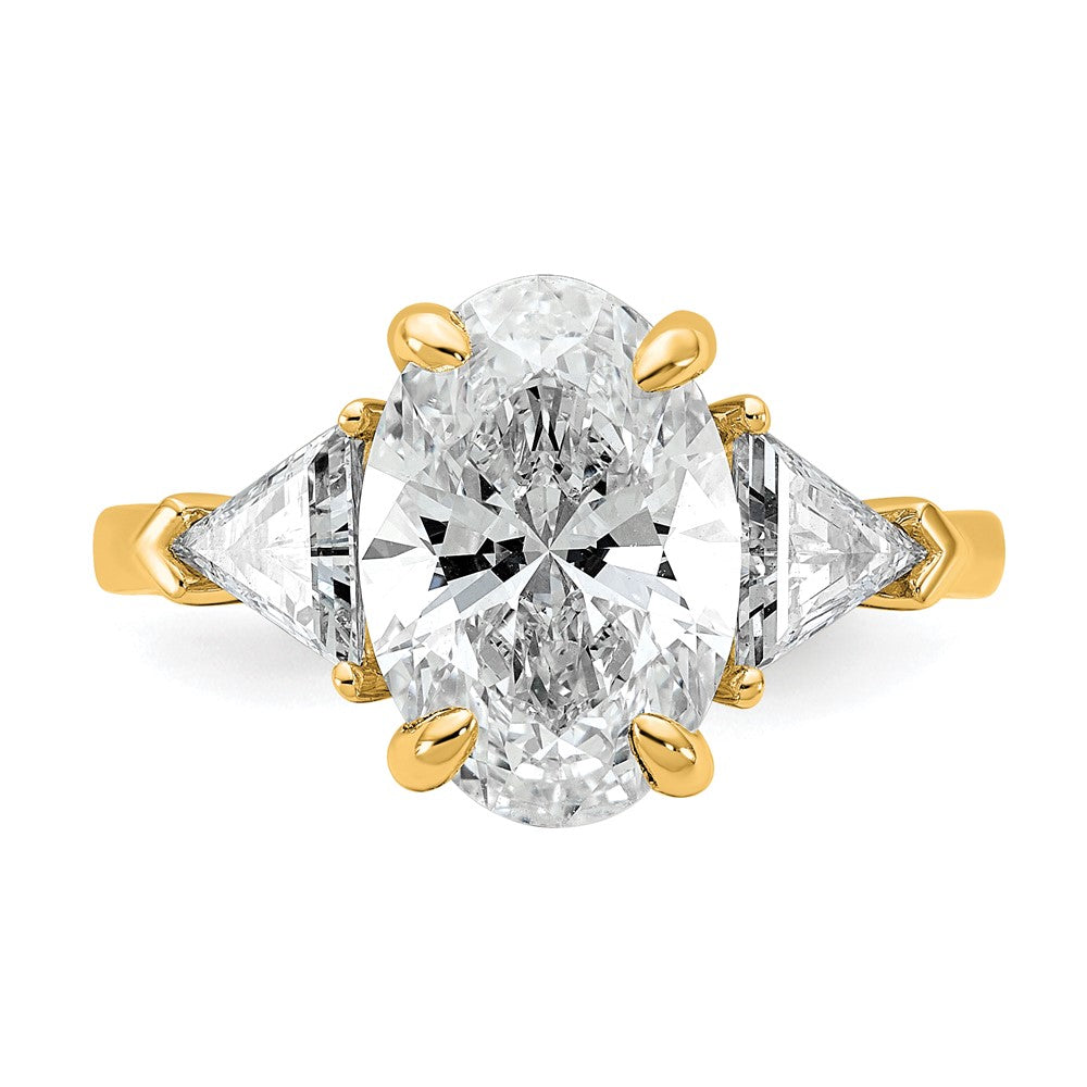 14k 4 1/8ct Cert Lab Grown Dia VS/SI+ G+ Comp Oval&Trillion 3 Stone Eng Rin