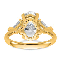 14k 4 1/8ct Cert Lab Grown Dia VS+ F+ Comp Oval&Trillion 3 Stone Eng Ring