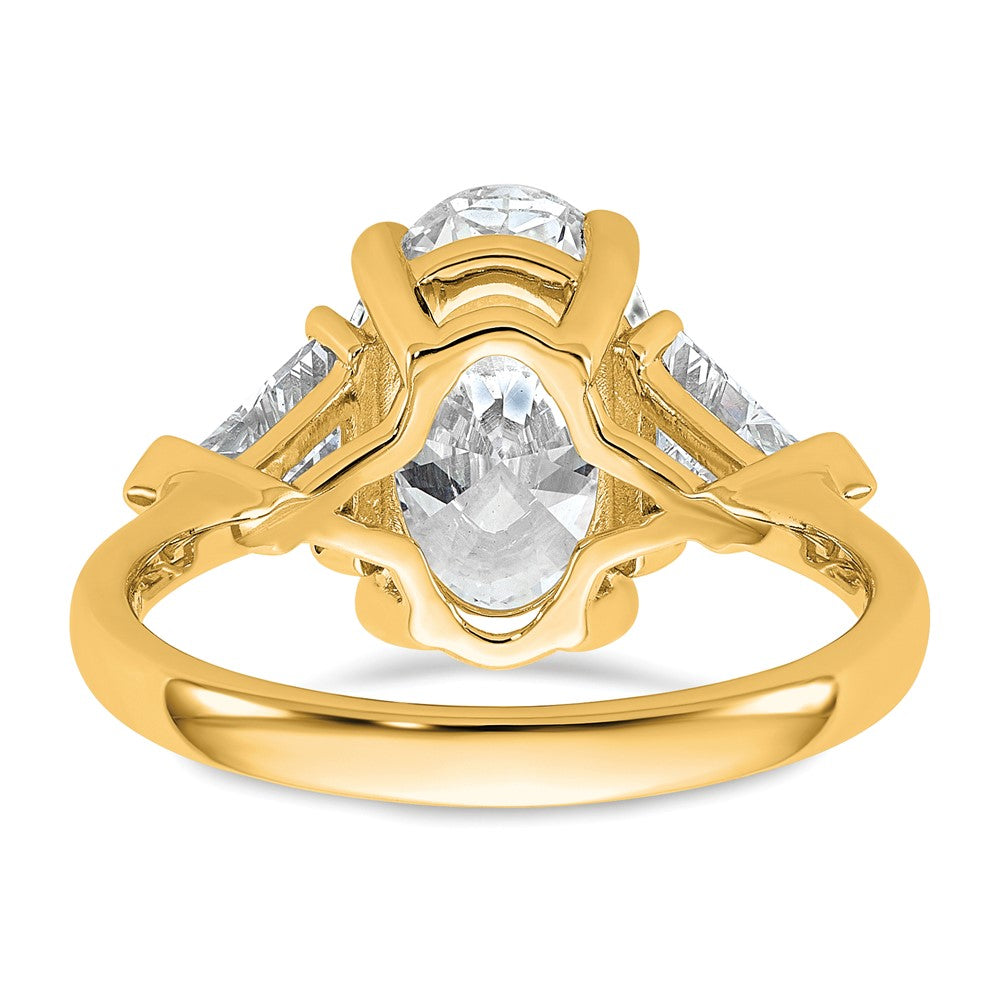 14k 4 1/8ct Cert Lab Grown Dia VS/SI+ G+ Comp Oval&Trillion 3 Stone Eng Rin