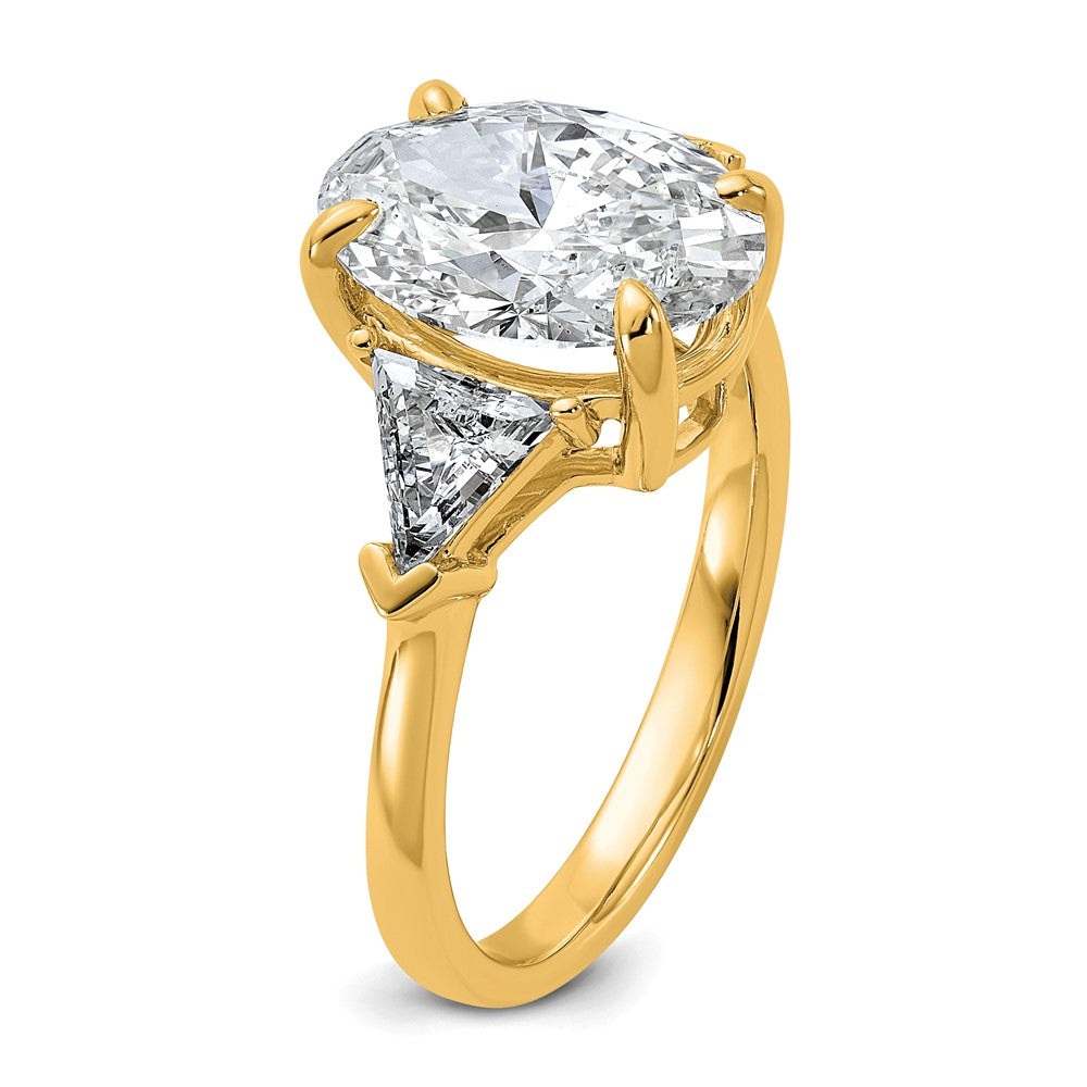 14k 4 1/8ct Cert Lab Grown Dia VS+ F+ Comp Oval&Trillion 3 Stone Eng Ring