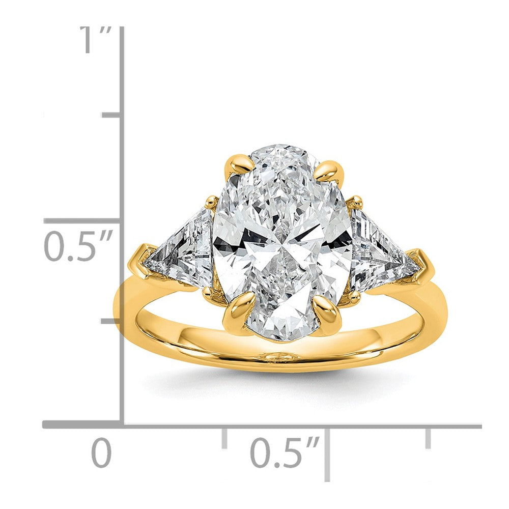 14k 4 1/8ct Cert Lab Grown Dia VS+ F+ Comp Oval&Trillion 3 Stone Eng Ring