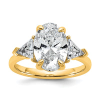 14k 4 1/8ct Cert Lab Grown Dia VS+ F+ Comp Oval&Trillion 3 Stone Eng Ring