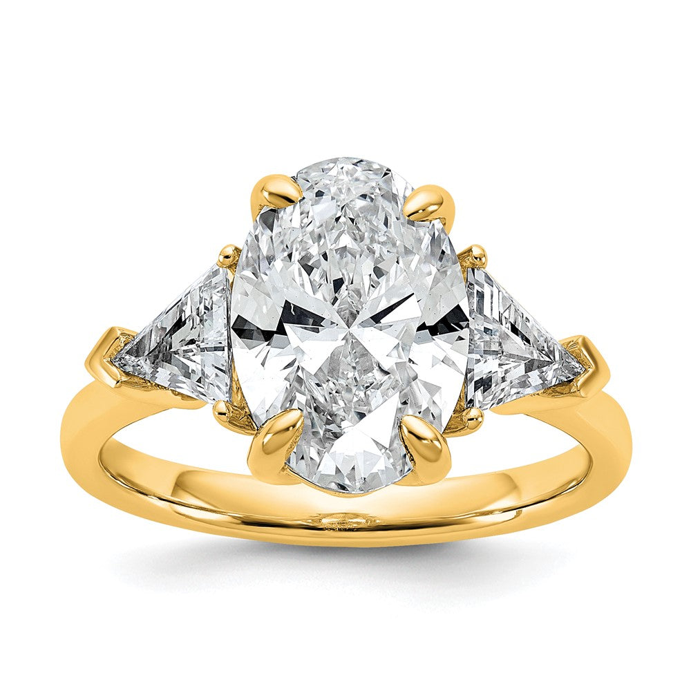14k 4 1/8ct Cert Lab Grown Dia VS/SI+ G+ Comp Oval&Trillion 3 Stone Eng Rin
