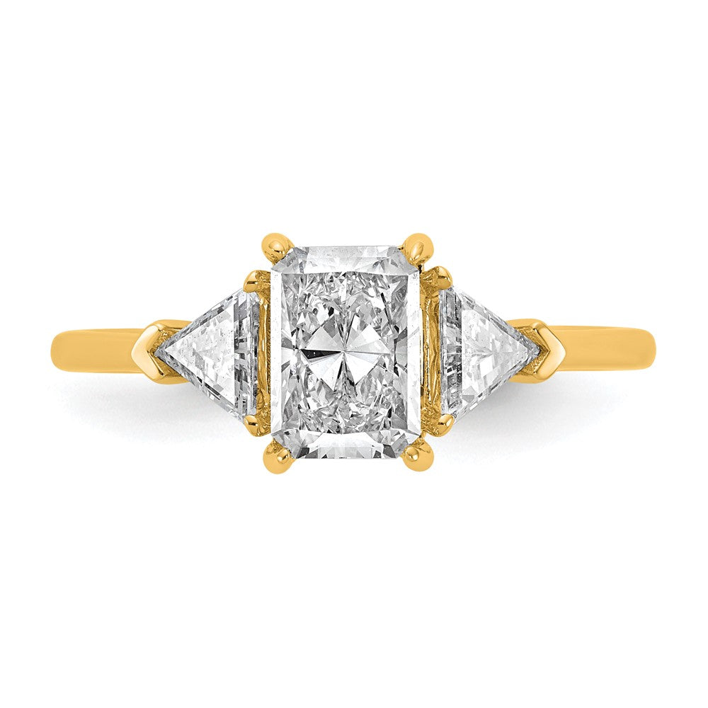 14k 1 3/8ct Cert Lab Grown Diamond VS+ F+ Radiant&Triangle Comp Eng Ring