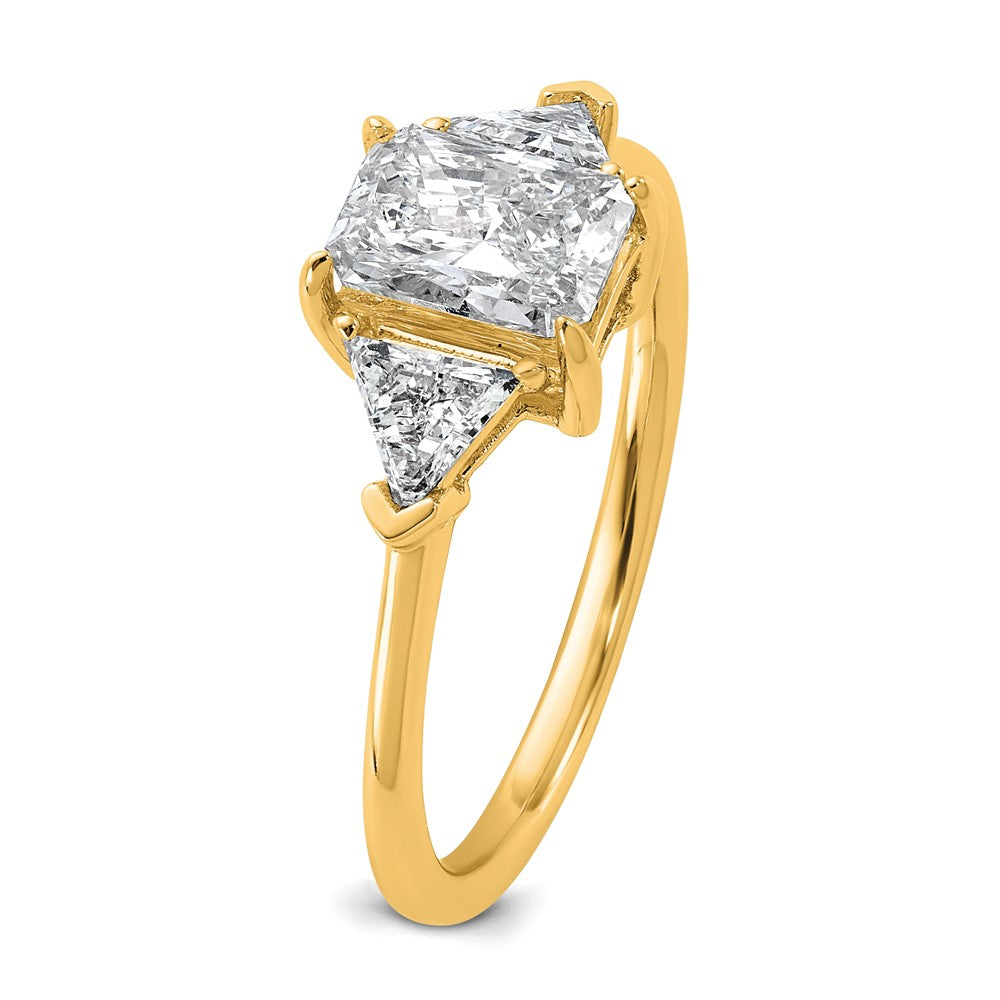 14k 1 3/8ct Cert Lab Grown Diamond VS+ F+ Radiant&Triangle Comp Eng Ring