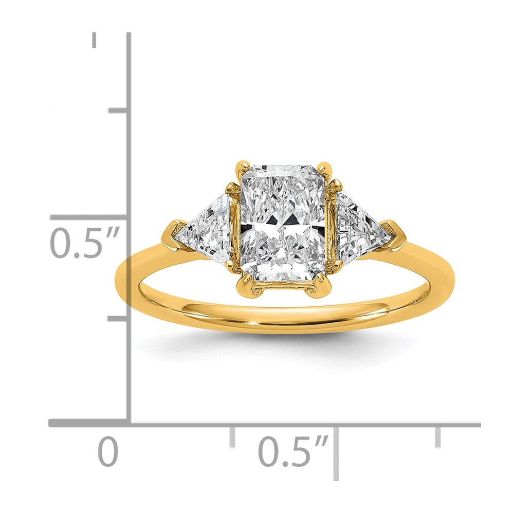 14k 1 3/8ct Cert Lab Grown Diamond VS+ F+ Radiant&Triangle Comp Eng Ring
