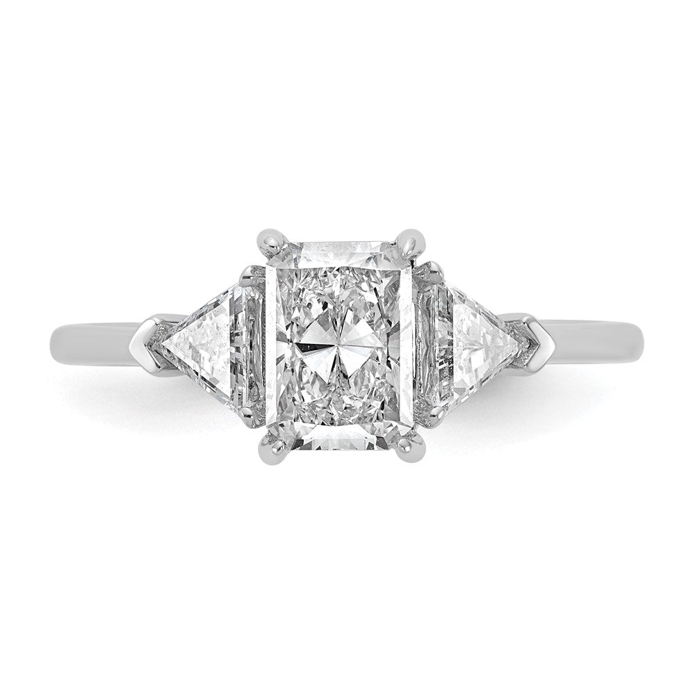 14kw 3/8ct Lab Grown Diamond VS/SI+ G+ Triangle 1ct Radiant Semi Eng Ring