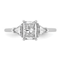 14kw 3/8ct Lab Grown Diamond VS/SI+ G+ Triangle 1ct Radiant Semi Eng Ring