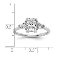 14kw 3/8ct Lab Grown Diamond VS/SI+ G+ Triangle 1ct Radiant Semi Eng Ring