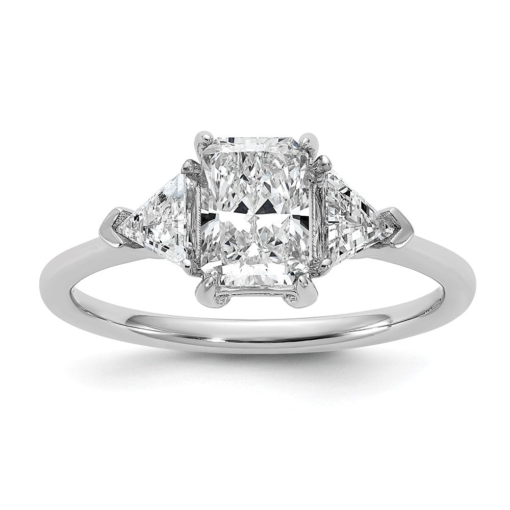 14kw 3/8ct Lab Grown Diamond VS/SI+ G+ Triangle 1ct Radiant Semi Eng Ring
