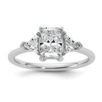14kw 3/8ct Lab Grown Diamond VS/SI+ G+ Triangle 1ct Radiant Semi Eng Ring