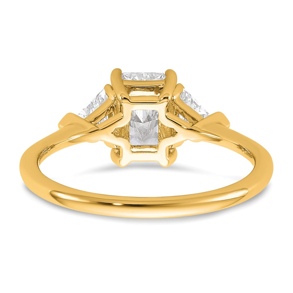 14k 3/8ct Lab Grown Diamond VS+ F+ Triangle 1ct Radiant Semi Eng Ring