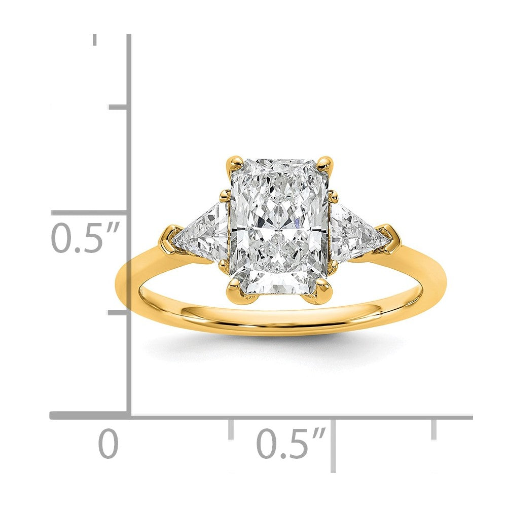 14k 2ct Cert Lab Grown Diamond VS+ F+ Radiant&Triangle Comp Eng Ring