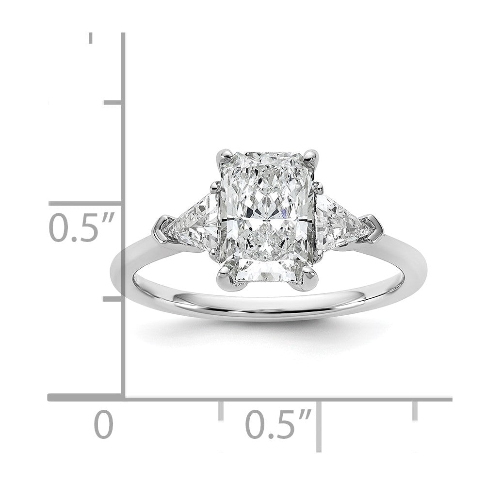 14kw 1/2ct Lab Grown Dia VS/SI+ G+ Triangle 1 1/2ct Radiant Semi Eng Ring