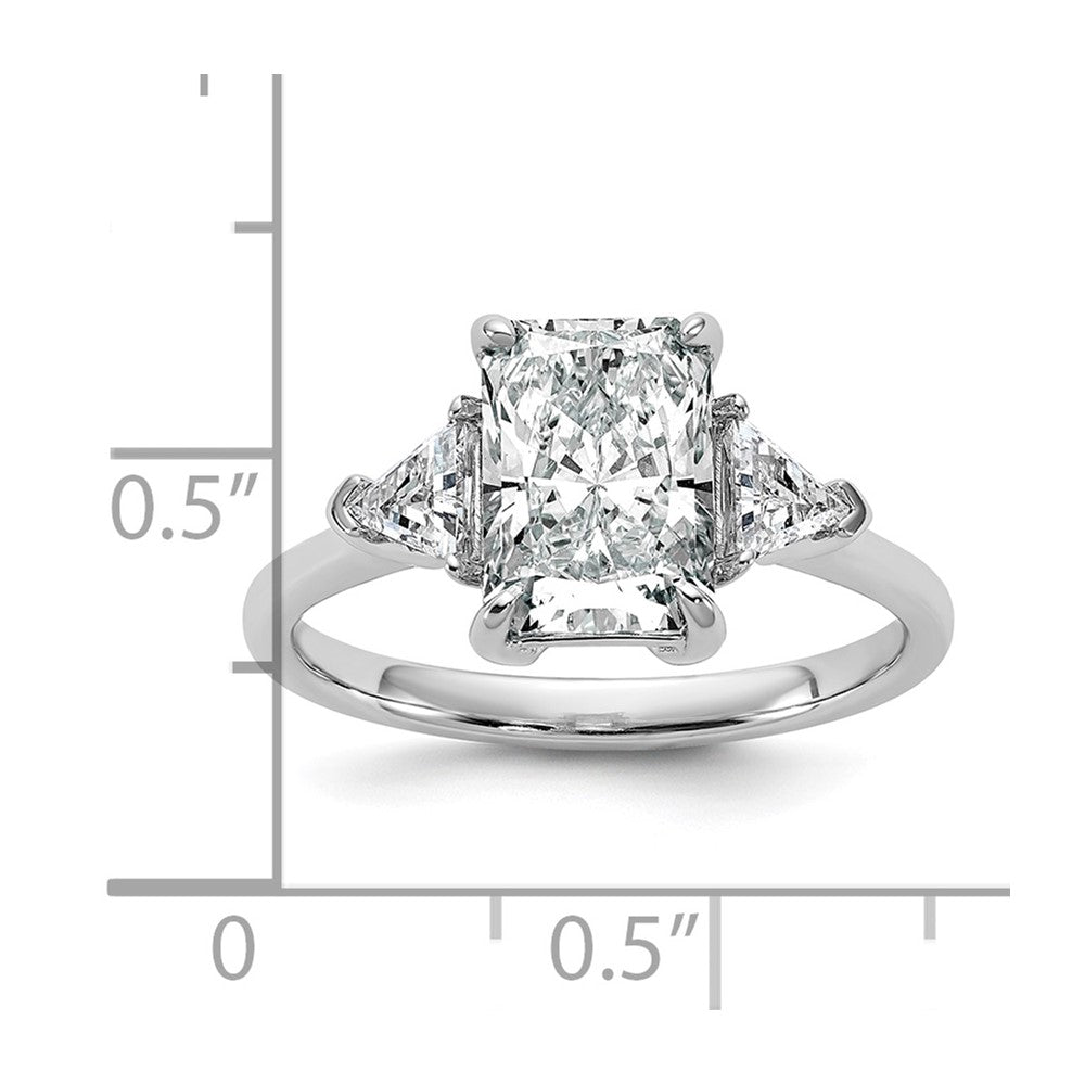 14kw 2 1/2ct Cert Lab Grown Dia VS+ F+ Radiant&Triangle Comp Eng Ring