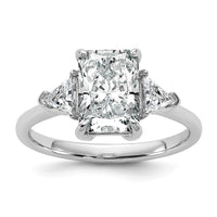 14kw 2 1/2ct Cert Lab Grown Dia VS+ F+ Radiant&Triangle Comp Eng Ring