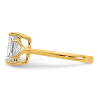 14k 2 1/2ct Cert Lab Grown Dia VS/SI+ G+ Radiant&Triangle Comp Eng Ring
