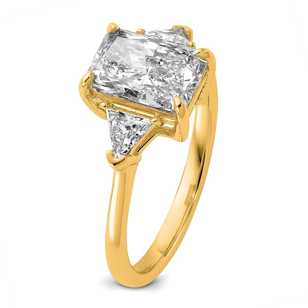14k 2 1/2ct Cert Lab Grown Dia VS/SI+ G+ Radiant&Triangle Comp Eng Ring