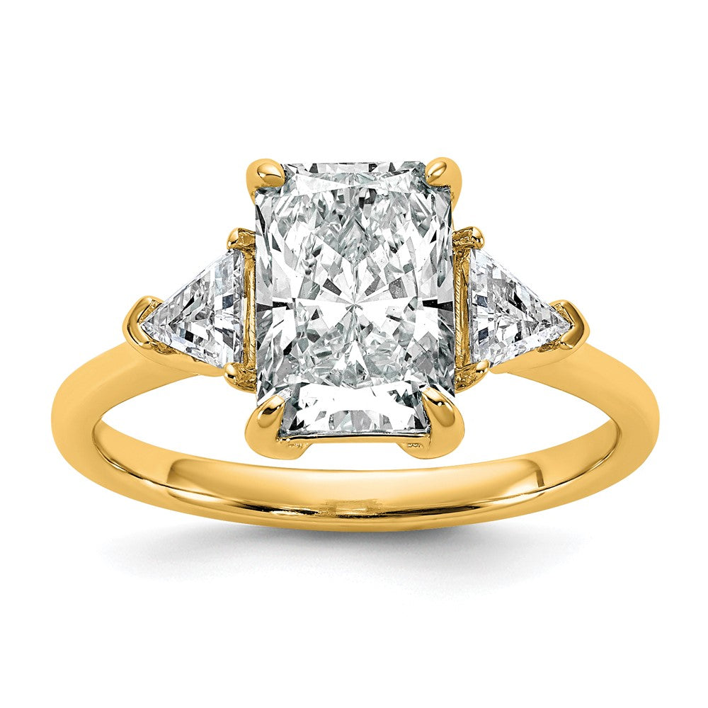 14k 2 1/2ct Cert Lab Grown Dia VS/SI+ G+ Radiant&Triangle Comp Eng Ring