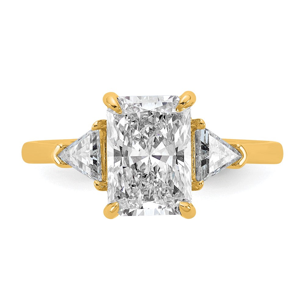 14k 1/2ct Lab Grown Diamond VS+ F+ Triangle 2ct Radiant Semi Eng Ring