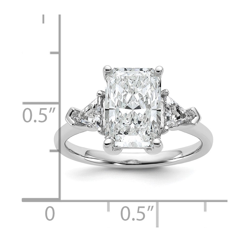 14kw 5/8ct Lab Grown Dia VS/SI+ G+ Triangle 2 1/2ct Radiant Semi Eng Ring