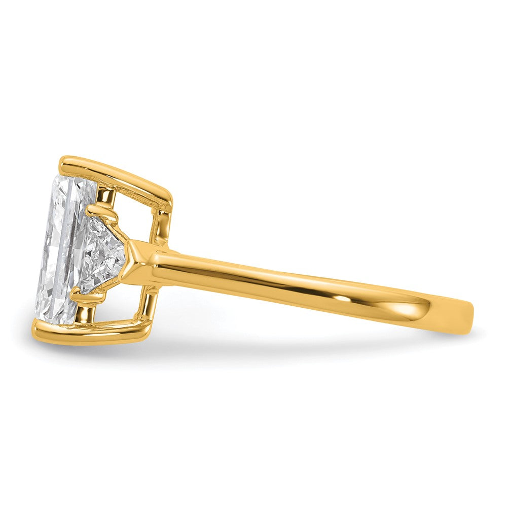 14k 5/8ct Lab Grown Dia VS/SI+ G+ Triangle 2 1/2ct Radiant Semi Eng Ring