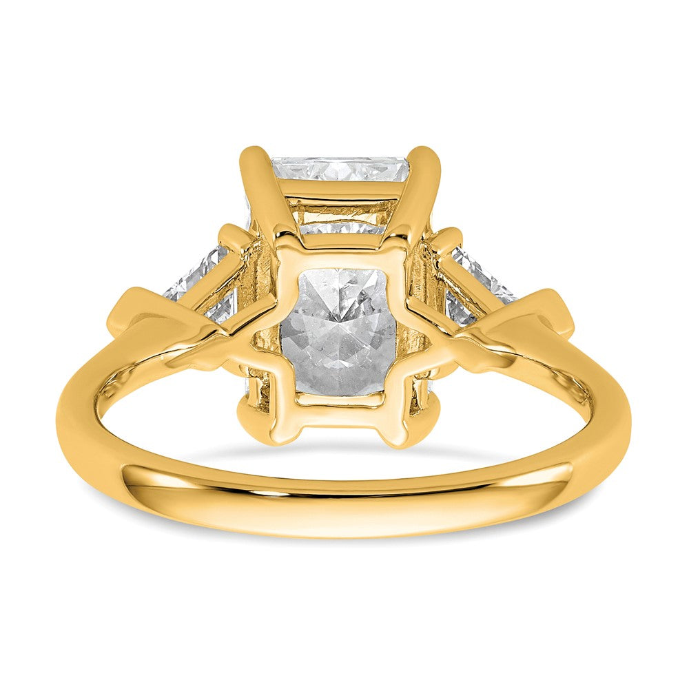 14k 5/8ct Lab Grown Dia VS/SI+ G+ Triangle 2 1/2ct Radiant Semi Eng Ring