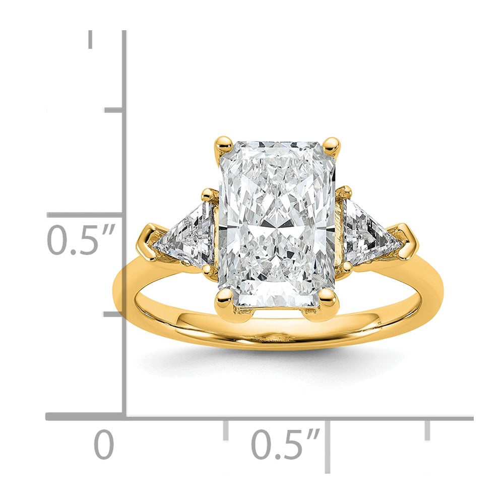 14k 5/8ct Lab Grown Dia VS/SI+ G+ Triangle 2 1/2ct Radiant Semi Eng Ring